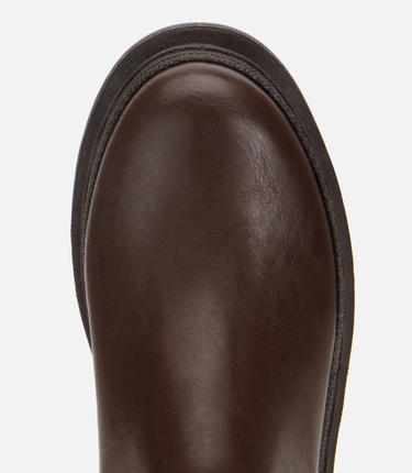  Kadın Kahverengi Lastik Detaylı Kalın Tabanlı Düz Bot