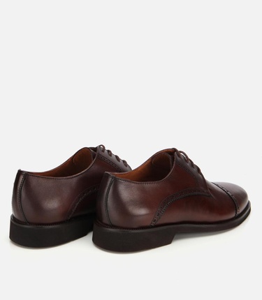  Erkek Deri Kahvrengi İşlemeli Klasik Ayakkabı