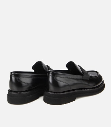  Erkek Açma Deri Siyah Kalın Tabanlı Klasik Loafer