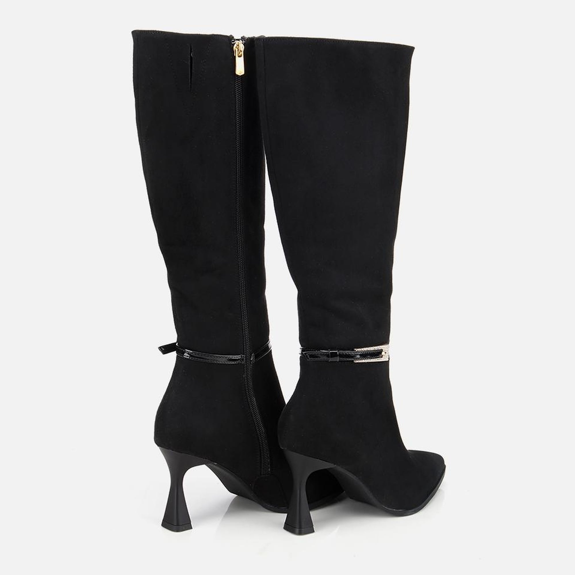 Kadın Süet Siyah Tokalı İnce Topuklu Bot