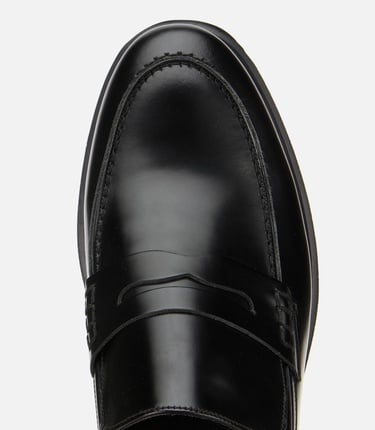  Erkek Açma Deri Siyah Klasik Loafer