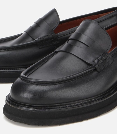  Erkek Deri Siyah Yumuşak Dokulu Kalın Tabanlı Klasik Loafer