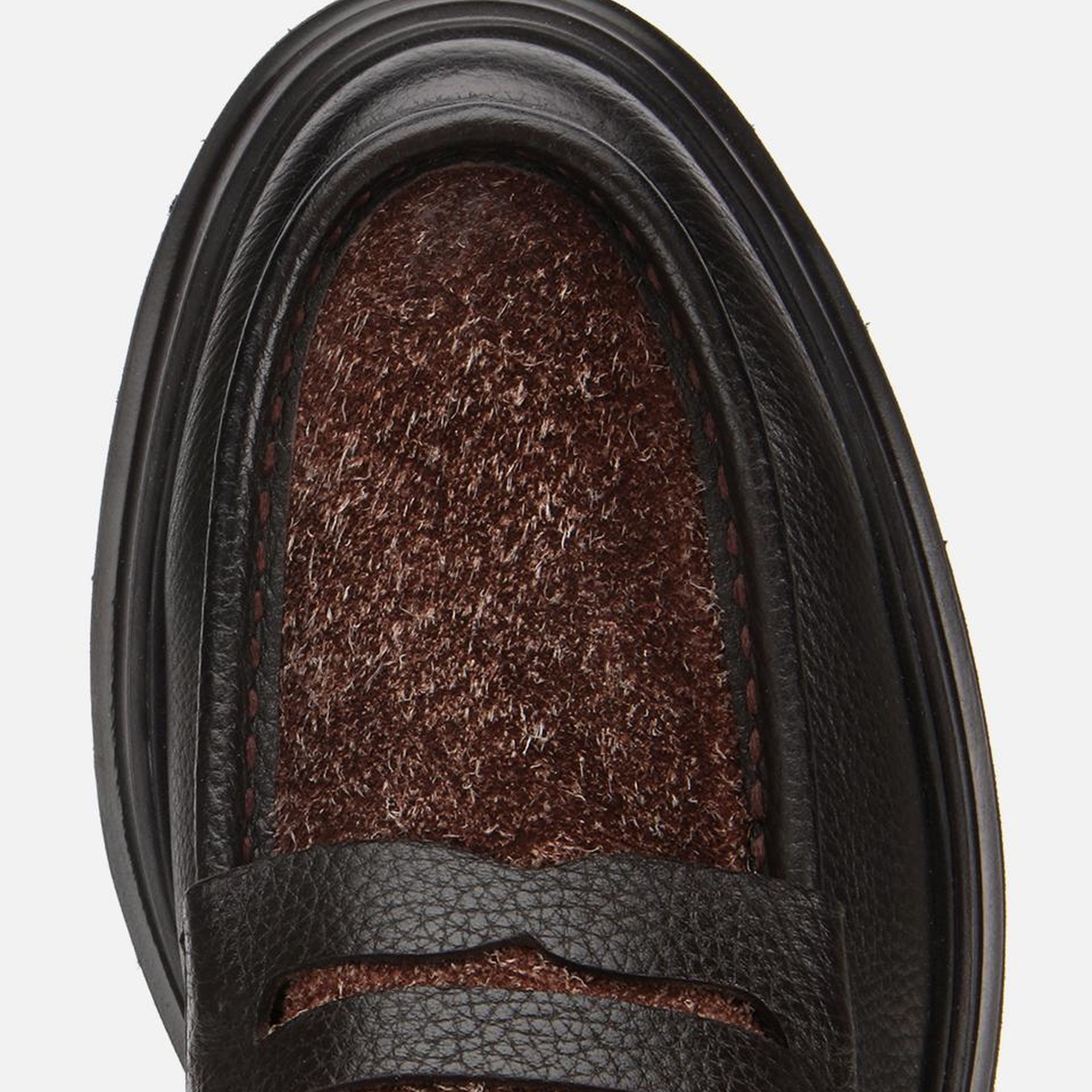 Erkek Deri Kahverengi Kırçıllı Yüksek Tabanlı Klasik Loafer