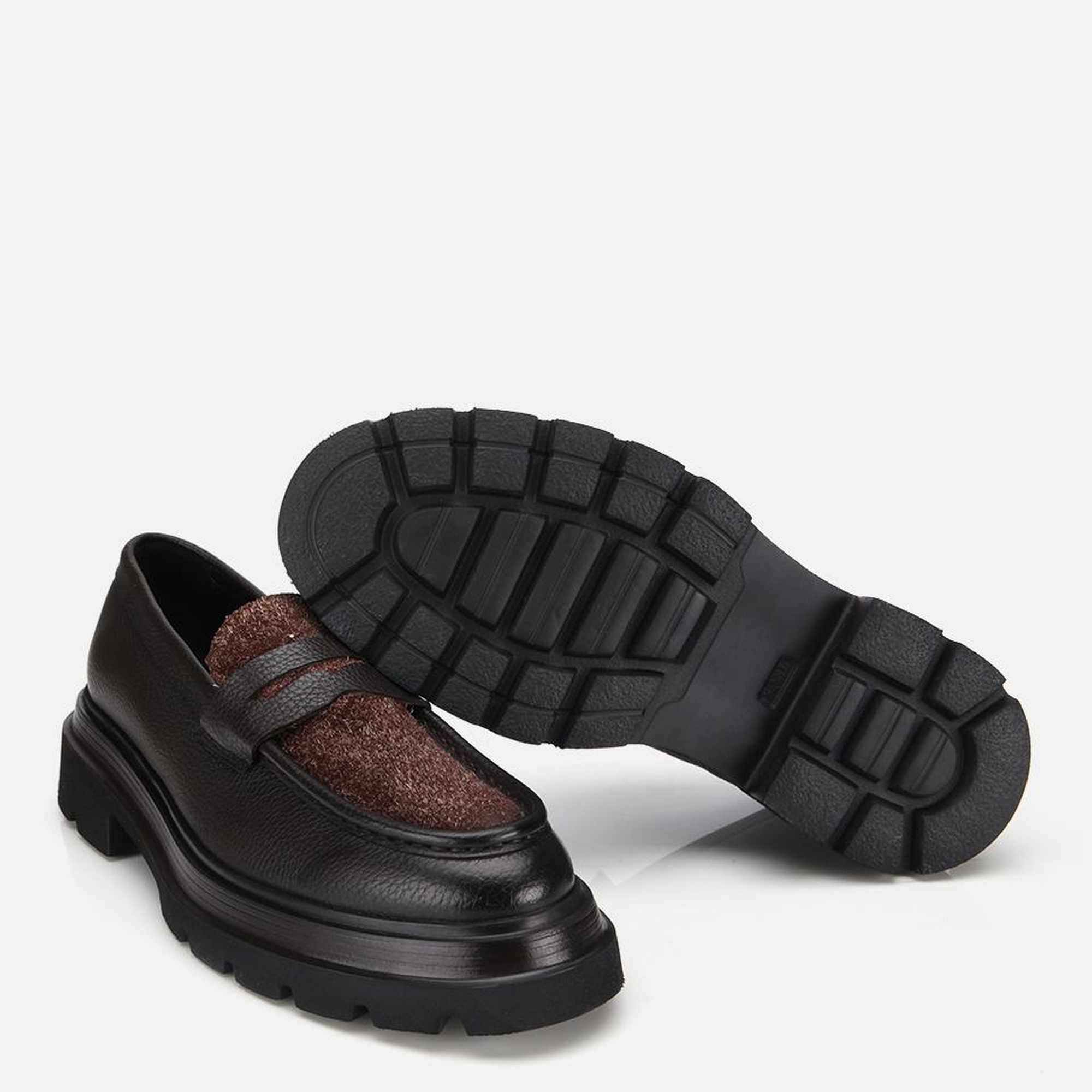 Erkek Deri Kahverengi Kırçıllı Yüksek Tabanlı Klasik Loafer