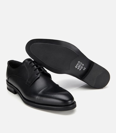  Erkek Deri Siyah Bağcıklı Klasik Ayakkabı