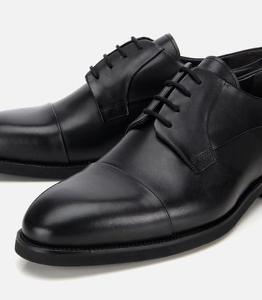  Erkek Deri Siyah Bağcıklı Klasik Ayakkabı
