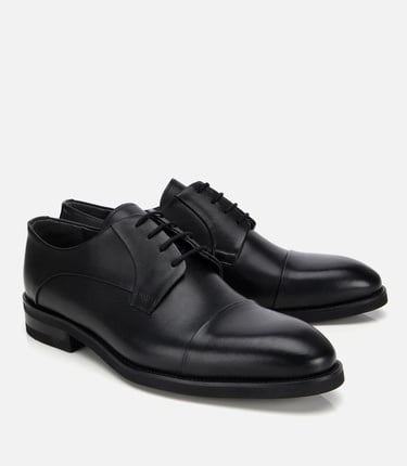  Erkek Deri Siyah Bağcıklı Klasik Ayakkabı