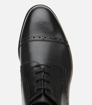  Erkek Deri Siyah İşlemeli Klasik Ayakkabı