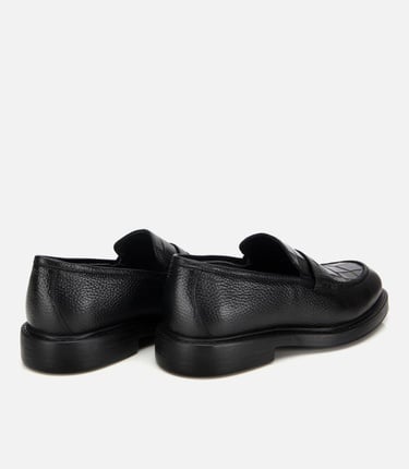  Erkek Deri Siyah Kroko Detaylı Klasik Loafer