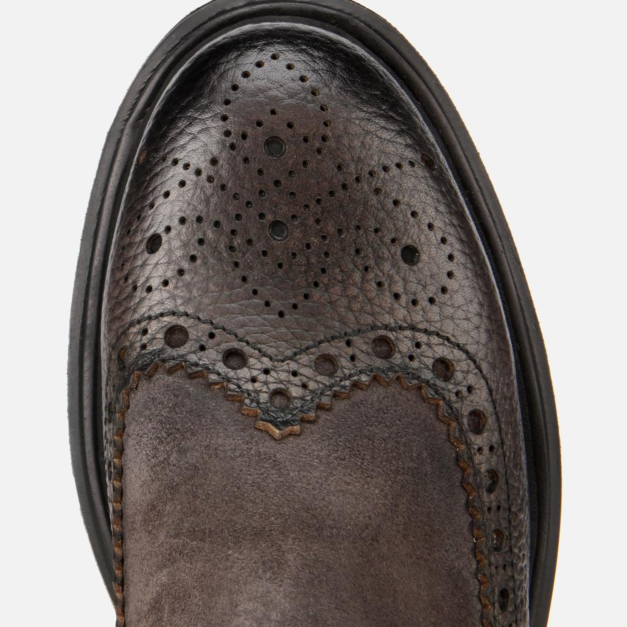 Erkek Süet Deri Gri Lastik Detaylı İşlemeli Chelsea Bot