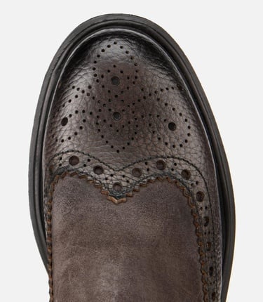  Erkek Süet Deri Gri Lastik Detaylı İşlemeli Chelsea Bot