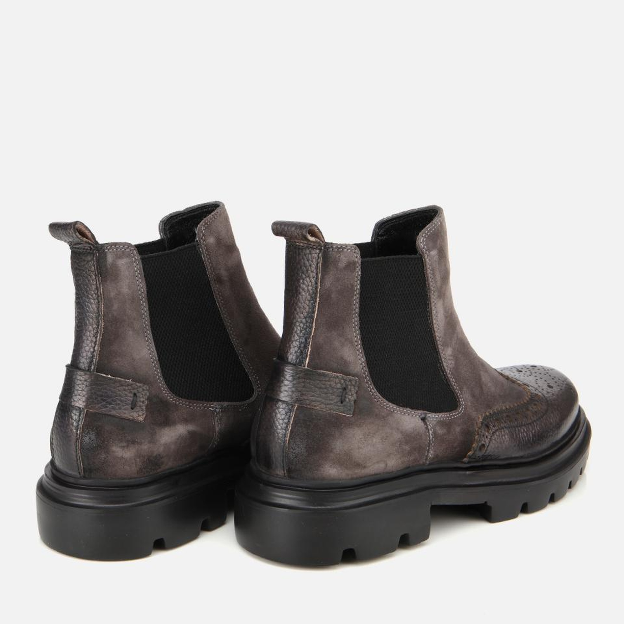 Erkek Süet Deri Gri Lastik Detaylı İşlemeli Chelsea Bot