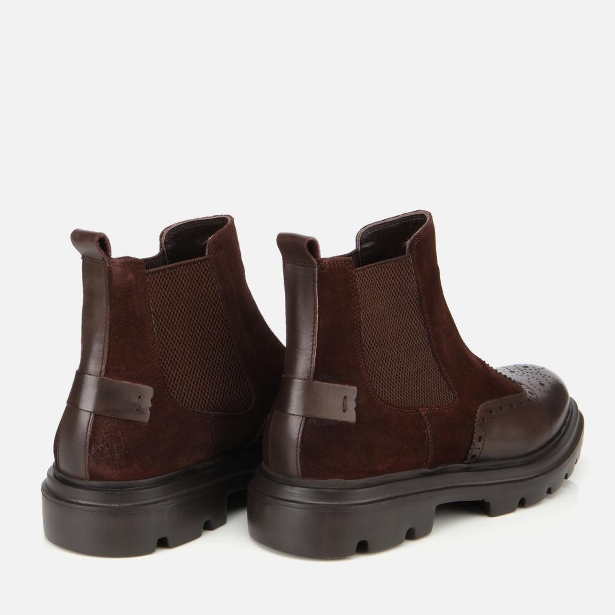 Erkek Süet Deri Kahverengi Lastik Detaylı İşlemeli Chelsea Bot