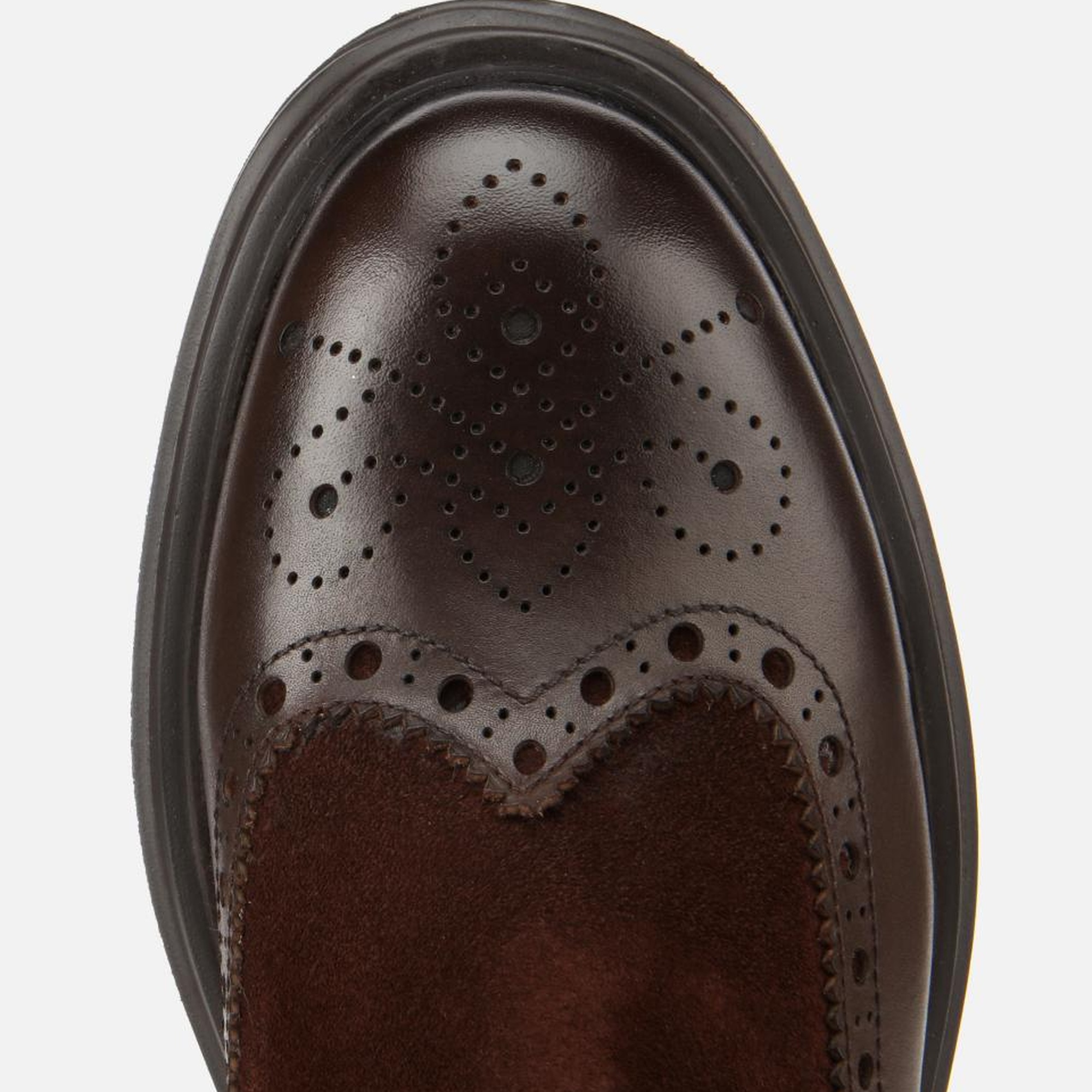 Erkek Süet Deri Kahverengi Lastik Detaylı İşlemeli Chelsea Bot