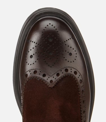  Erkek Süet Deri Kahverengi Lastik Detaylı İşlemeli Chelsea Bot