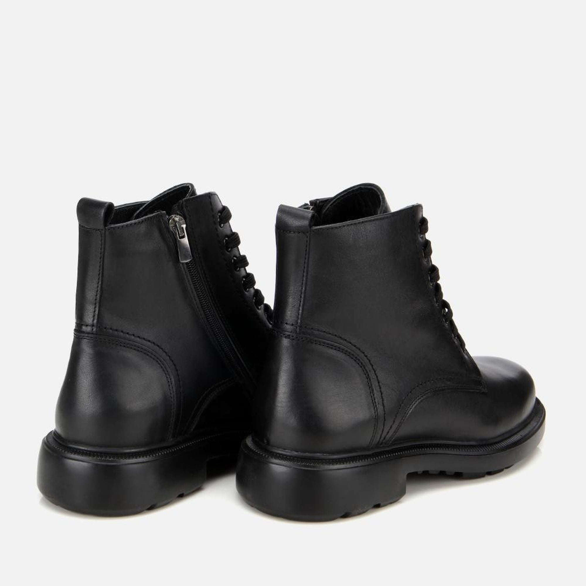 Erkek Deri Siyah  Fermuarlı Kalın Tabanlı Casual Bot