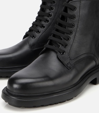  Erkek Deri Siyah  Fermuarlı Kalın Tabanlı Casual Bot