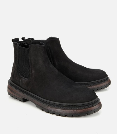 Erkek Nubuk Deri Siyah Lastik Detaylı Chelsea Bot