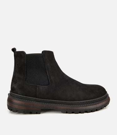  Erkek Nubuk Deri Siyah Lastik Detaylı Chelsea Bot