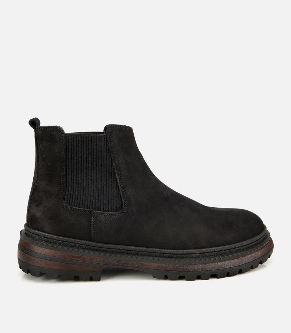  Erkek Nubuk Deri Siyah Lastik Detaylı Chelsea Bot
