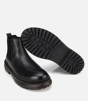  Erkek Deri Siyah Lastik Detaylı Chelsea Bot