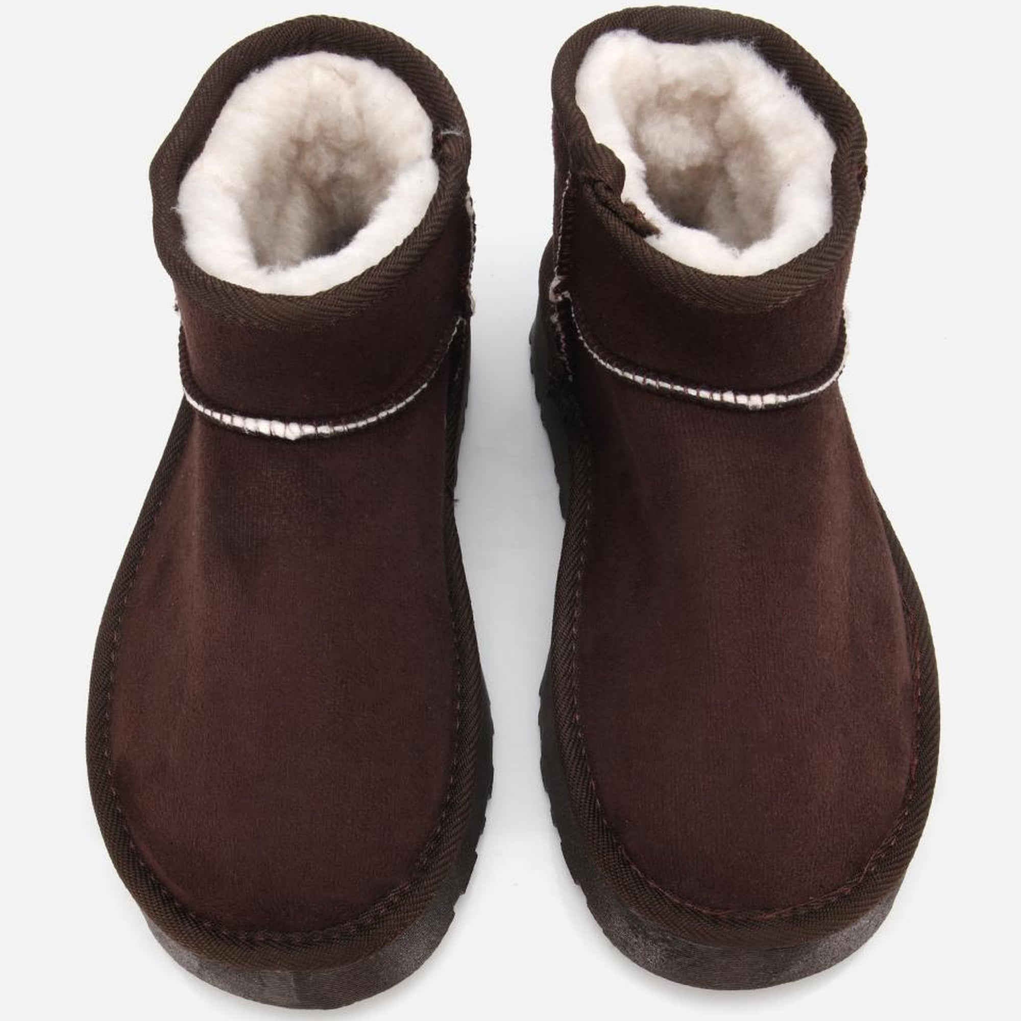 Kadın Süet Kahverengi İçi Kürklü Bilekte Kalın Tabanlı Düz Bot