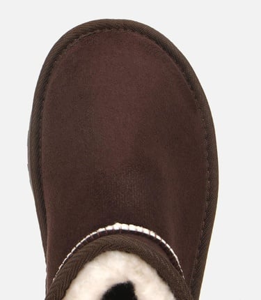  Kadın Süet Kahverengi İçi Kürklü Bilekte Kalın Tabanlı Düz Bot