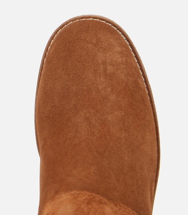  Kadın Süet Deri Taba Gold Detaylı Tokalı Topuklu Bot