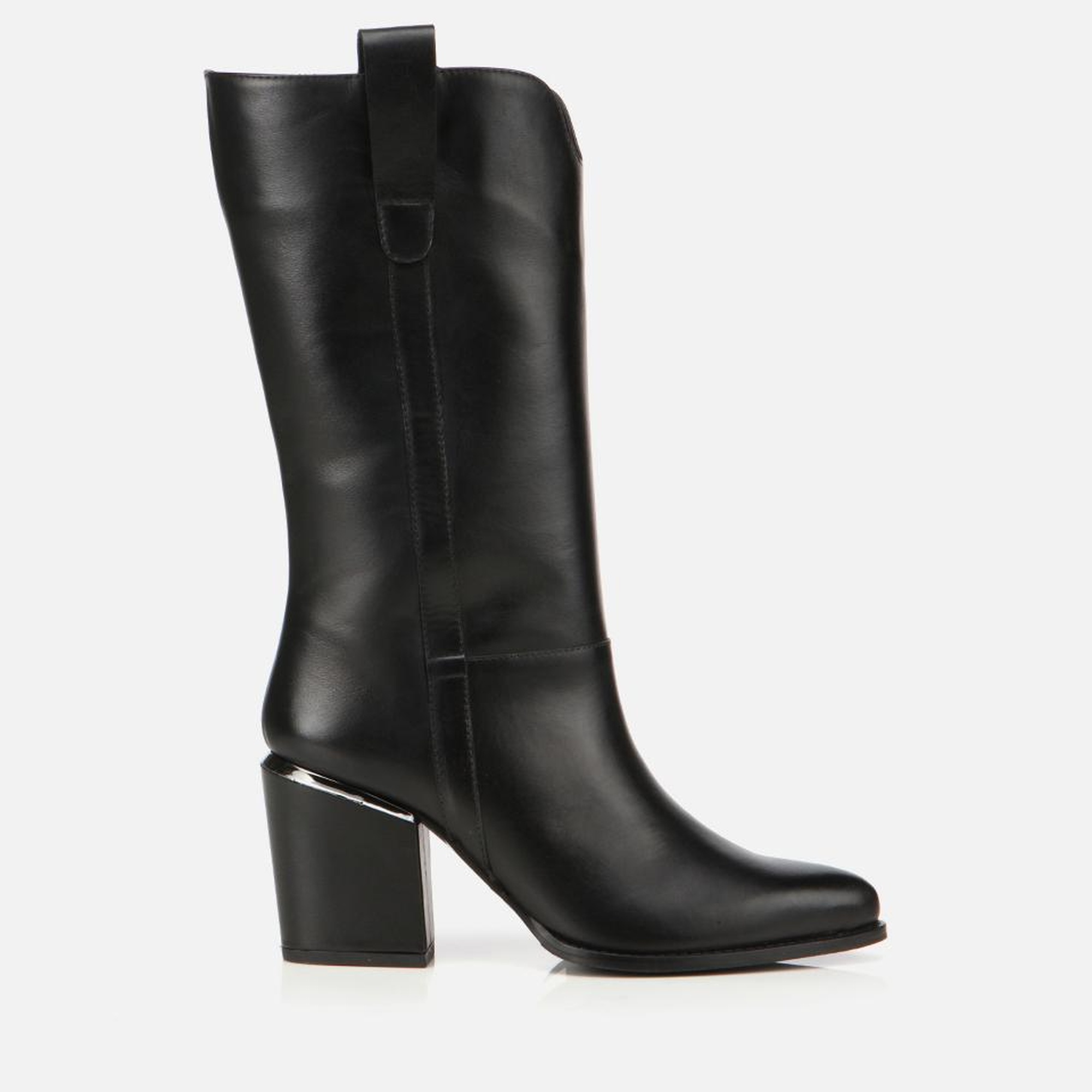 Kadın Deri Siyah Metal Detaylı Topuklu Çizme