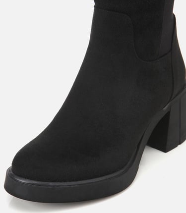  Kadın Süet Siyah Streç Topuklu Çizme