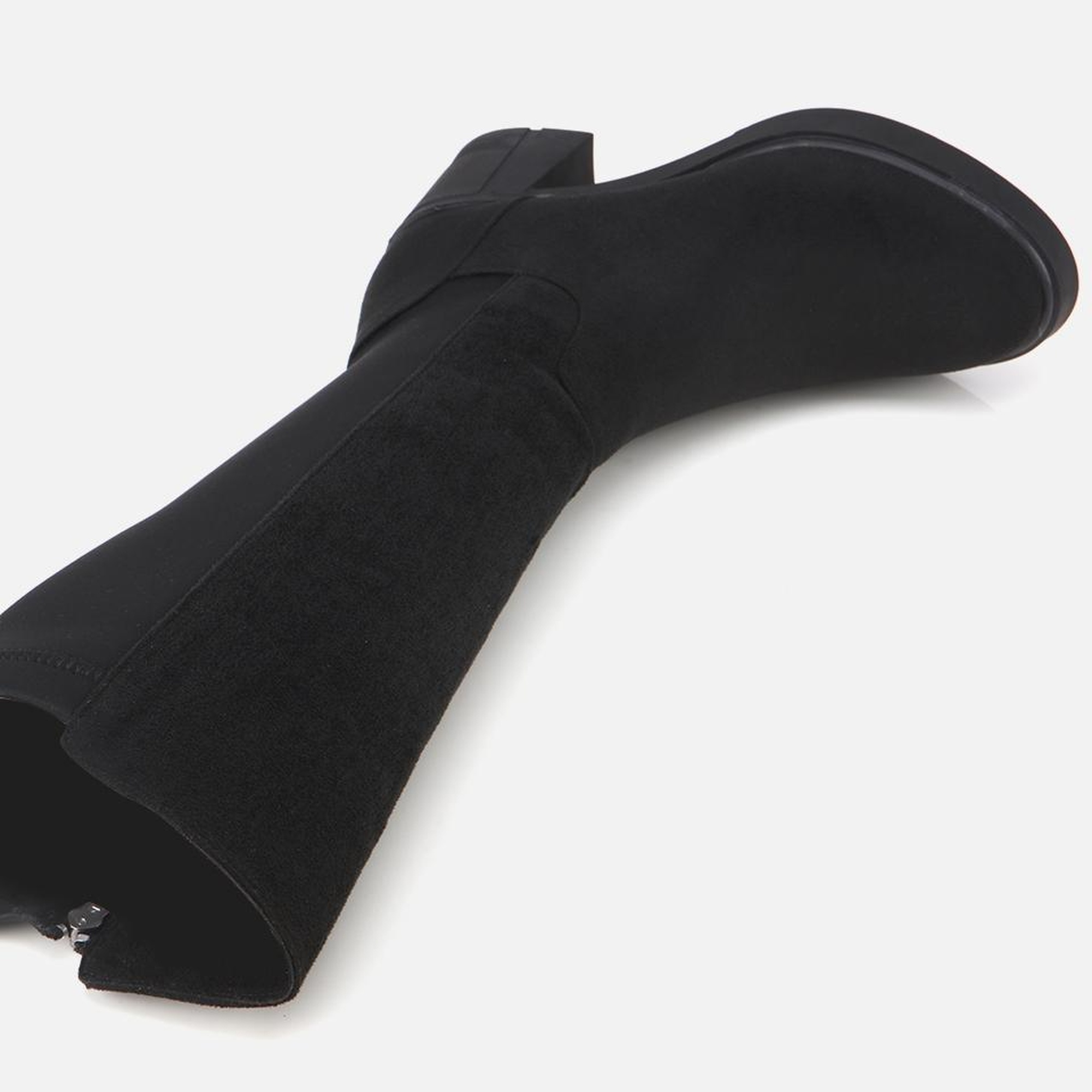 Kadın Süet Siyah Streç Topuklu Çizme