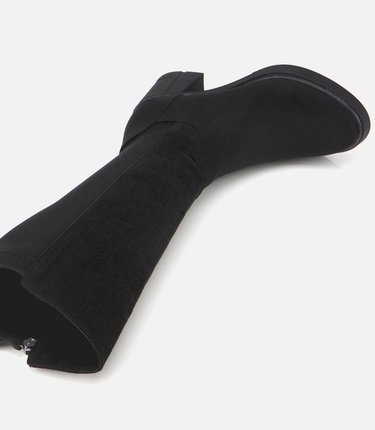  Kadın Süet Siyah Streç Topuklu Çizme