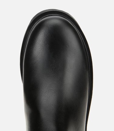  Kadın Siyah Streç Kalın Tabanlı Düz Çizme