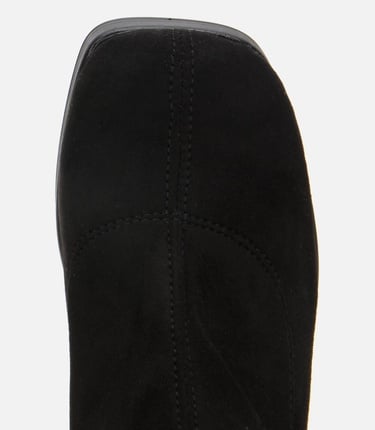  Kadın Siyah Streç Kalın Tabanlı Yüksek Topuklu Çizme