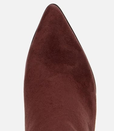  Kadın Süet Kahverengi Tokalı İnce Topuklu Bot