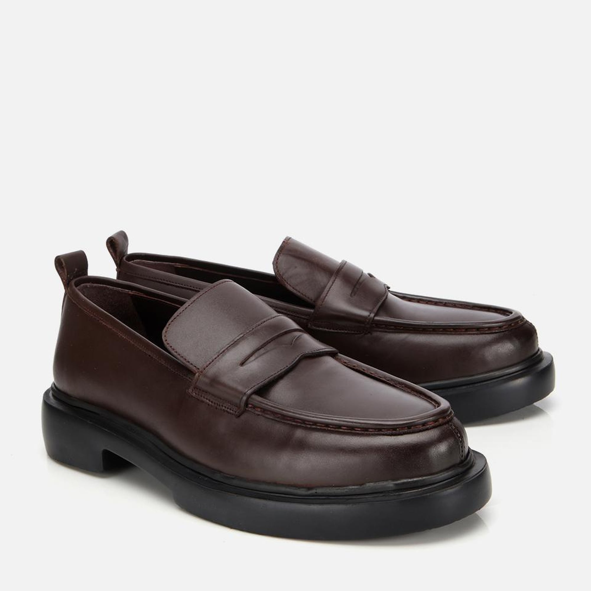 Erkek Deri Kahverengi Yüksek Tabanlı Klasik Loafer