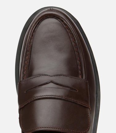  Erkek Deri Kahverengi Yüksek Tabanlı Klasik Loafer