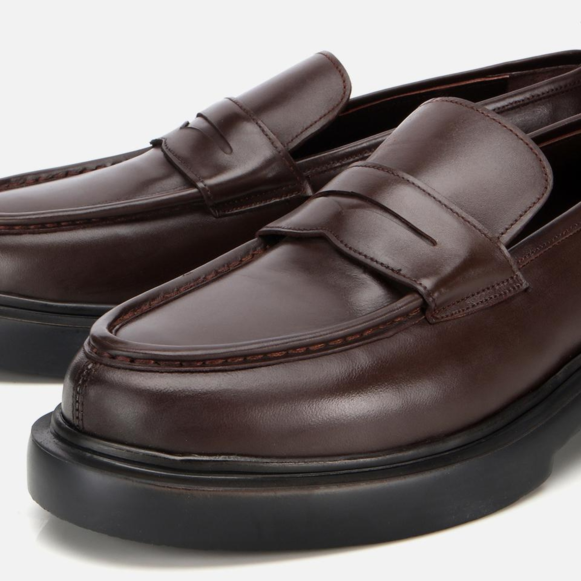 Erkek Deri Kahverengi Yüksek Tabanlı Klasik Loafer