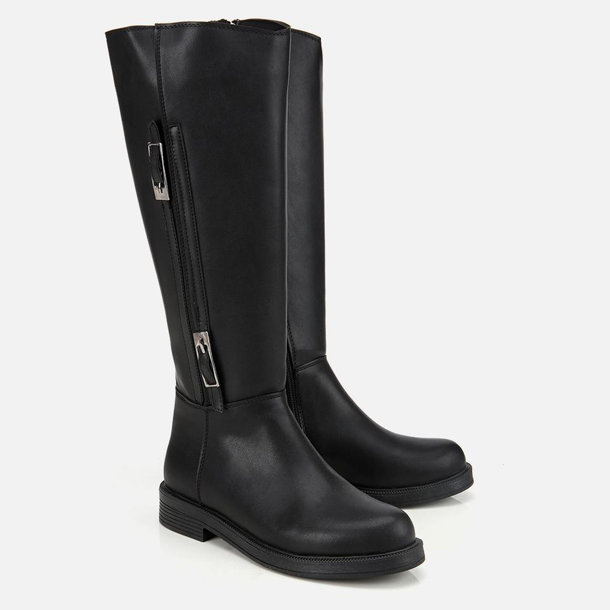 Kadın Siyah Tokalı Düz Çizme