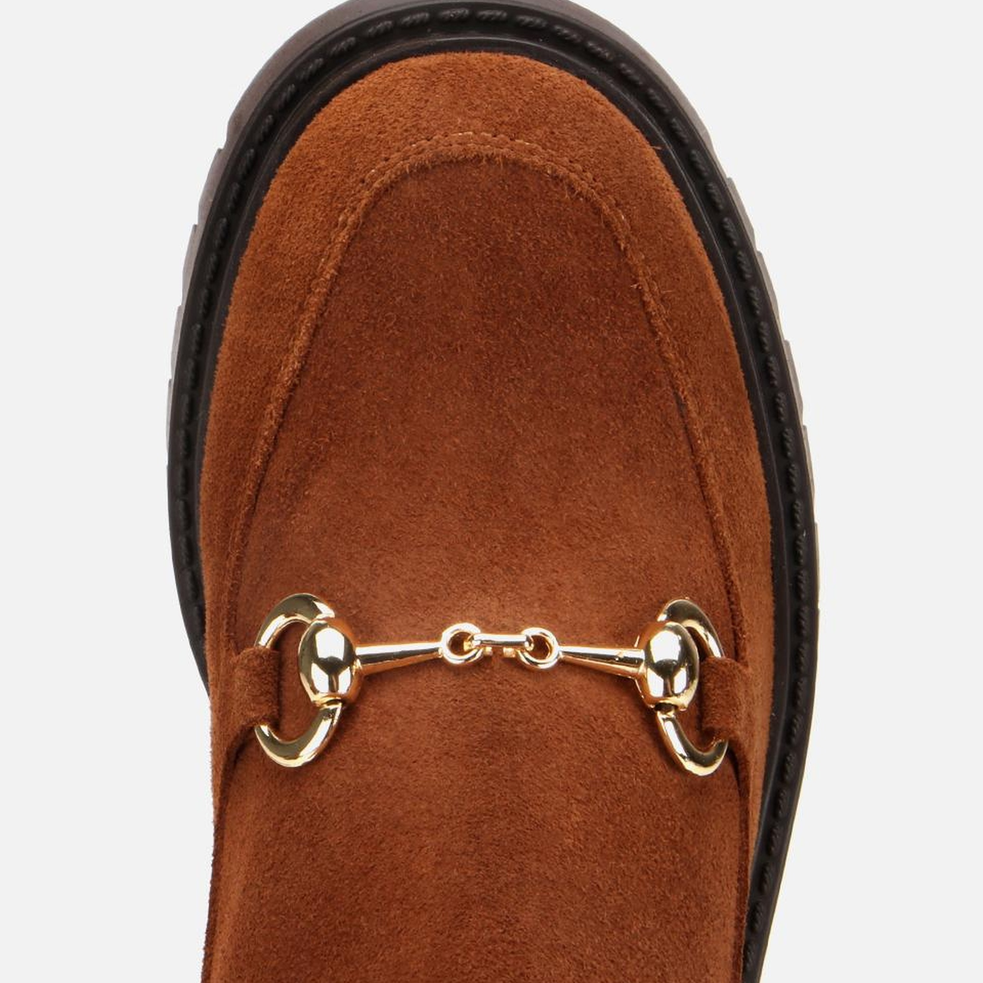 Kadın Süet Deri Taba Tokalı Lastik Detaylı  Kalın Tabanlı Topuklu Bot