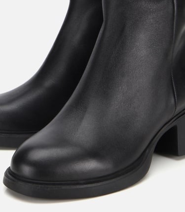  Kadın Deri Siyah Yumuşak Dokulu Bilekte Düz Bot