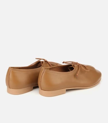  Kadın Deri Açık Kahverengi Yumuşak Bağcıklı Babet