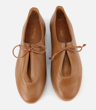  Kadın Deri Açık Kahverengi Yumuşak Bağcıklı Babet