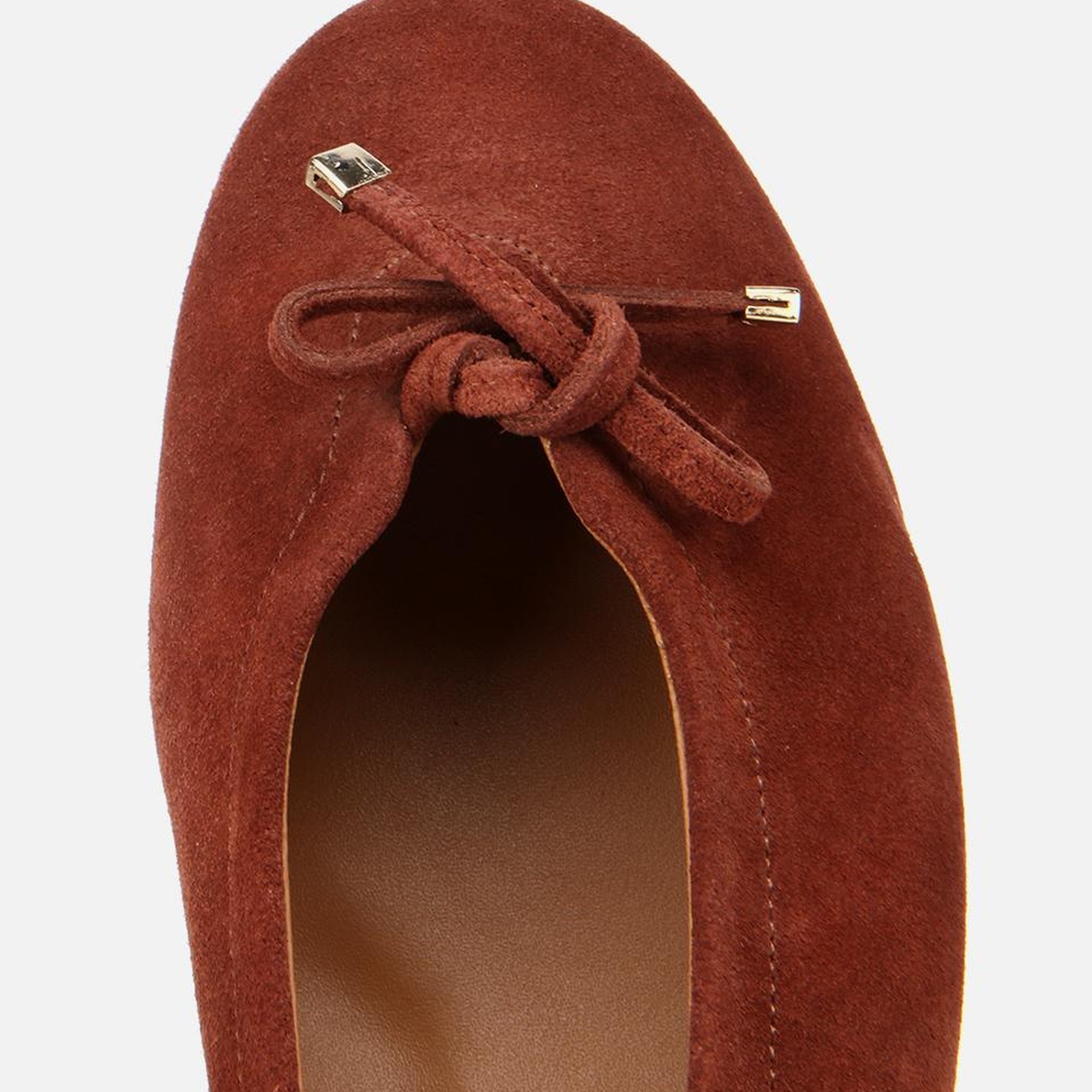 Kadın Süet Deri Kahverengi/Kiremit  Fiyonk Detaylı Babet