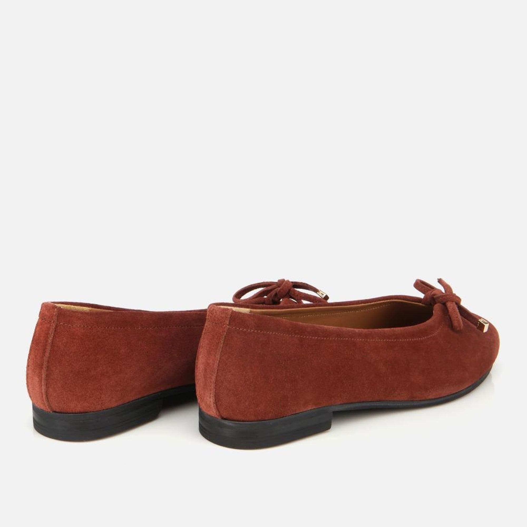 Kadın Süet Deri Kahverengi/Kiremit  Fiyonk Detaylı Babet