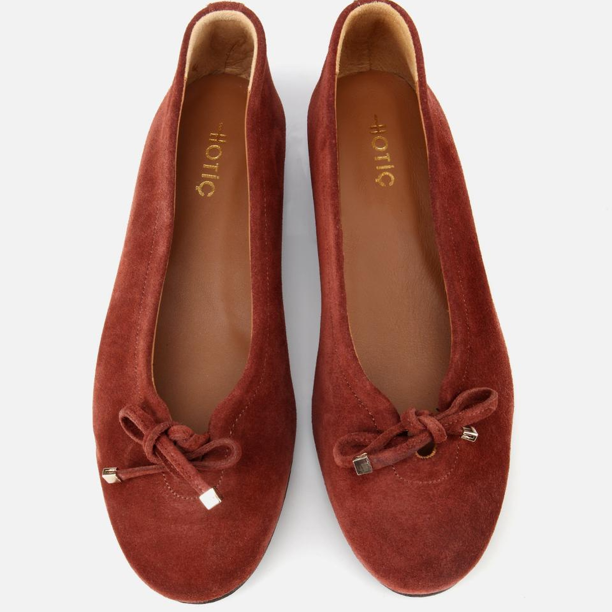 Kadın Süet Deri Kahverengi/Kiremit  Fiyonk Detaylı Babet