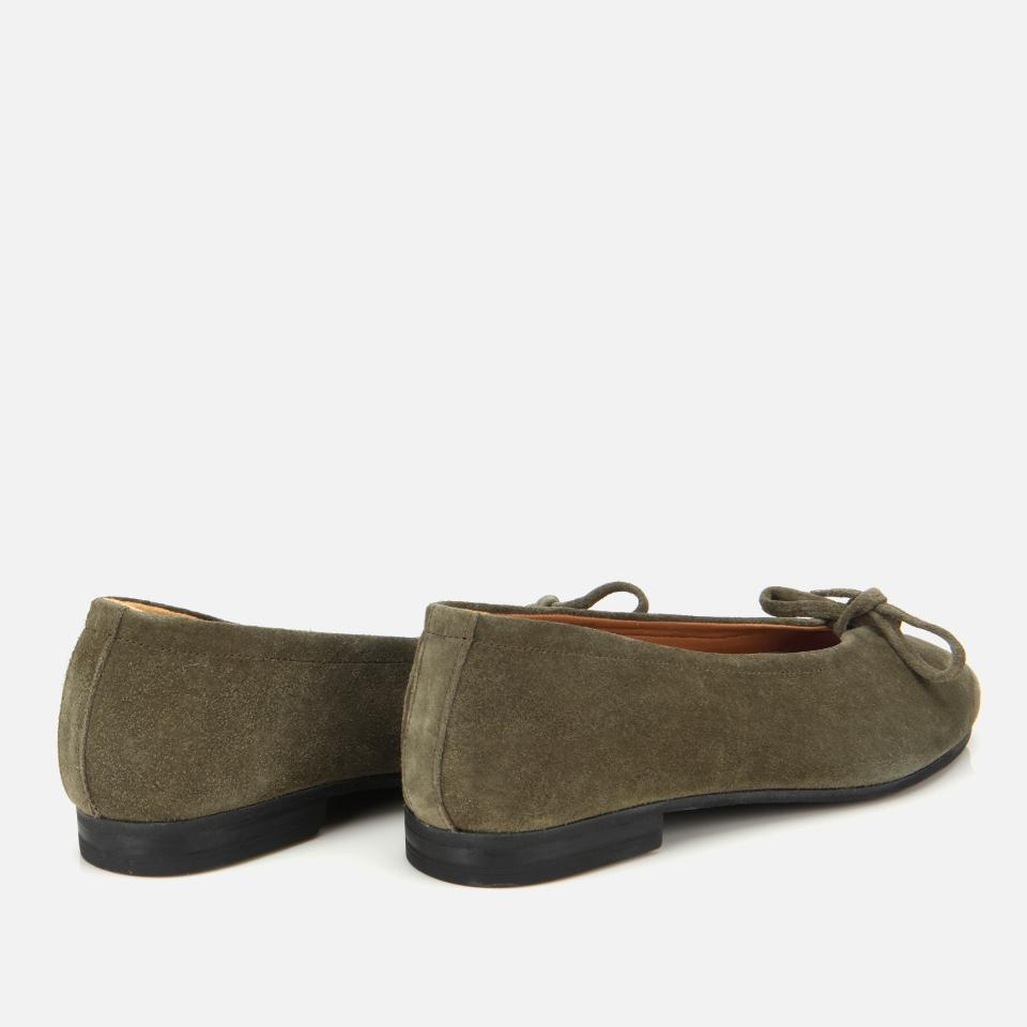 Kadın Süet Deri Haki Fiyonk Detaylı Babet