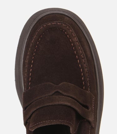  Kadın Süet Deri Kahverengi Dolgu Topuklu Günlük Loafer