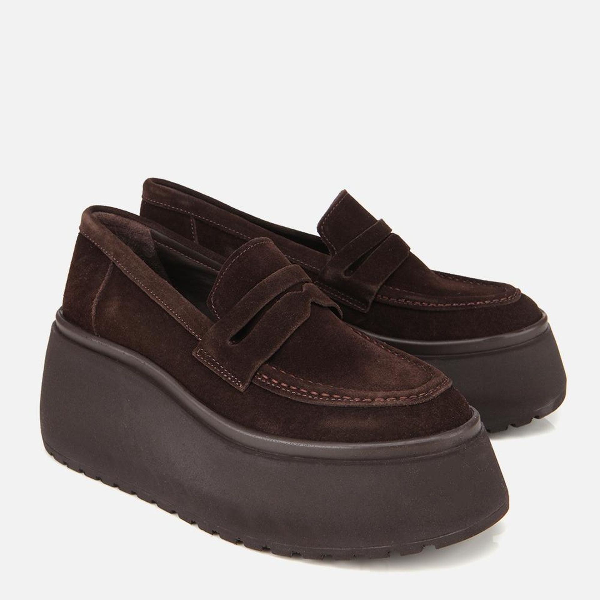 Kadın Süet Deri Kahverengi Dolgu Topuklu Günlük Loafer