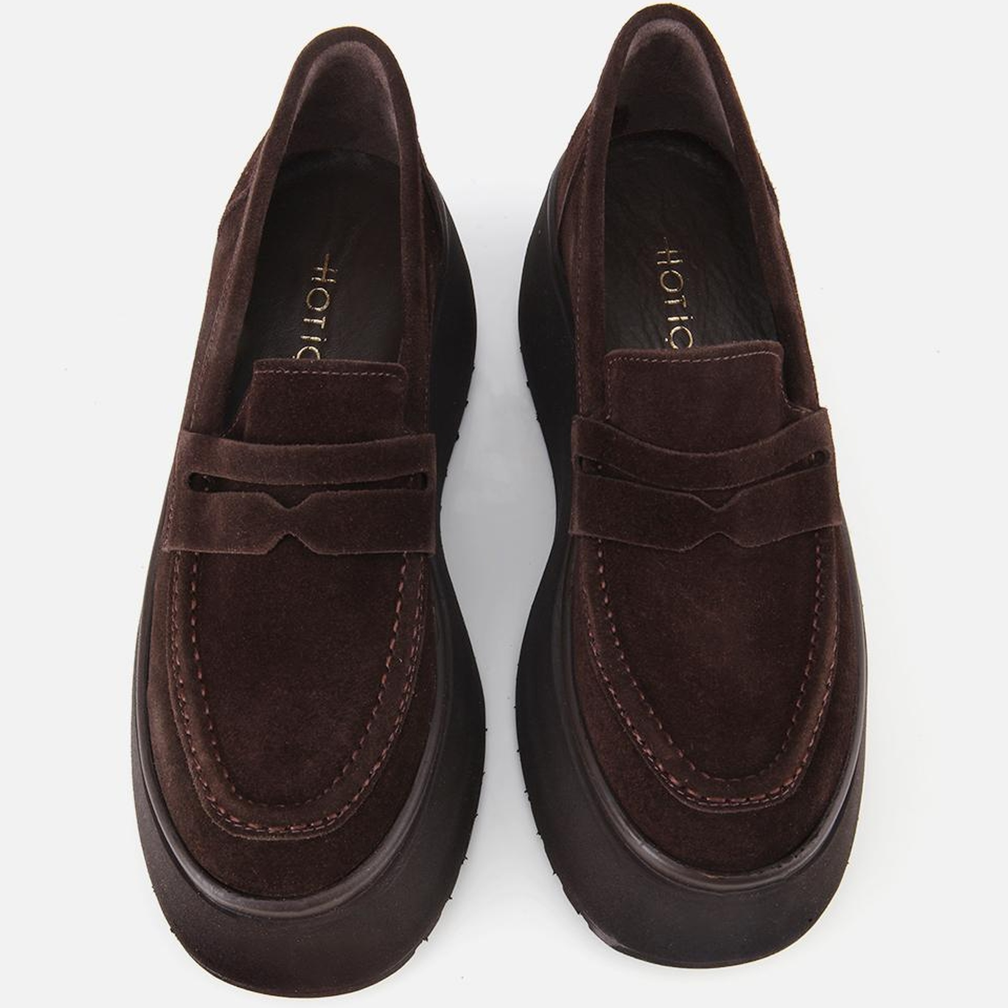 Kadın Süet Deri Kahverengi Dolgu Topuklu Günlük Loafer